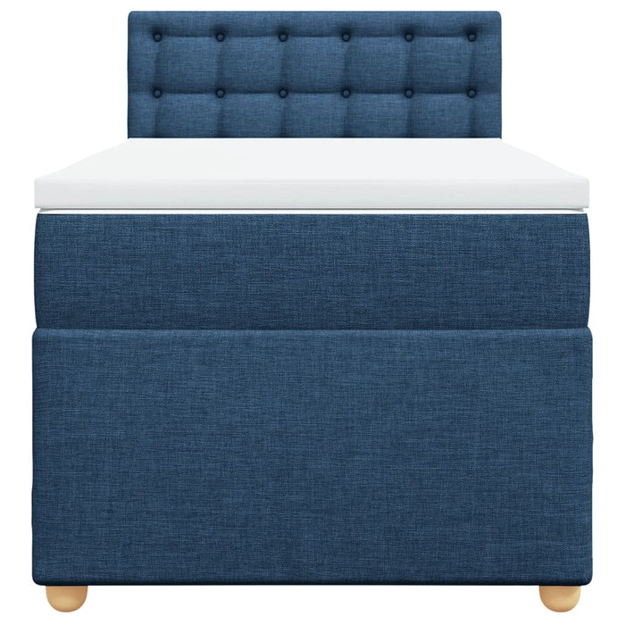 Pat box spring cu saltea, albastru, 90x200 cm, textil - WALTI WALTI