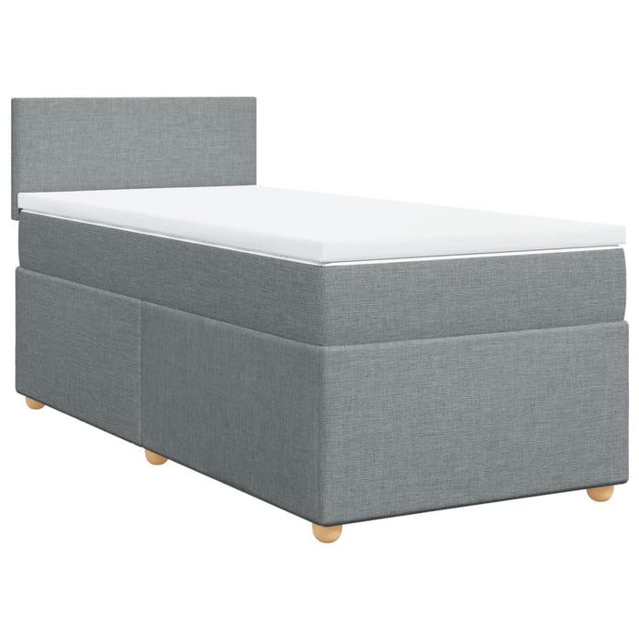 Pat box spring cu saltea, gri deschis, 100x200 cm, textil - WALTI WALTI