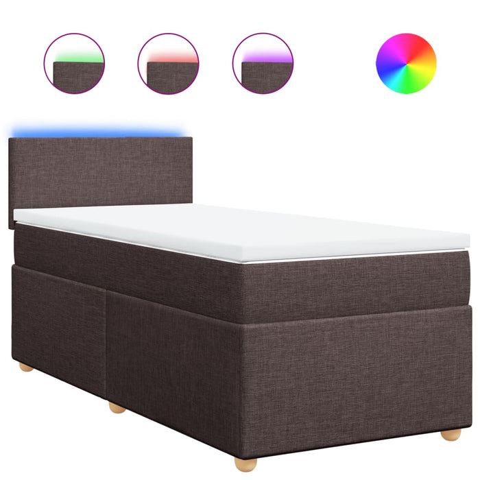 Pat box spring cu saltea, maro închis, 100x200 cm, textil - WALTI WALTI