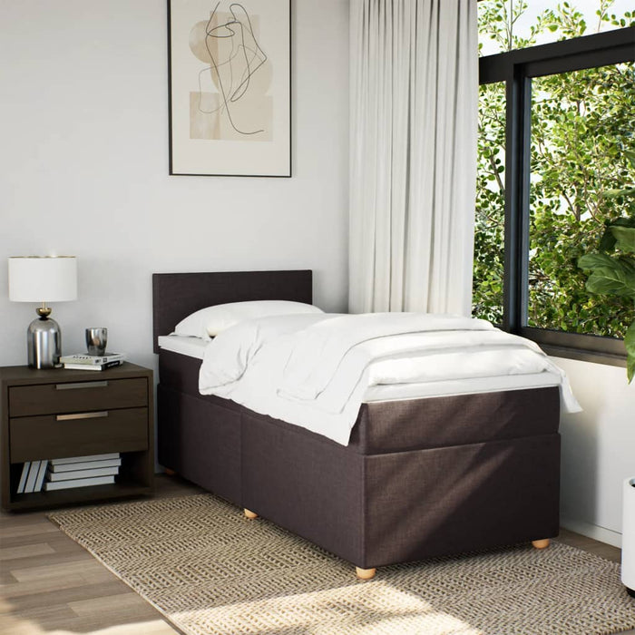 Pat box spring cu saltea, maro închis, 100x200 cm, textil - WALTI WALTI