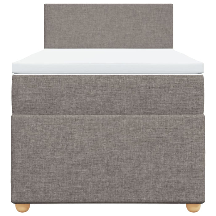 Pat box spring cu saltea, gri taupe, 100x200 cm, textil - WALTI WALTI