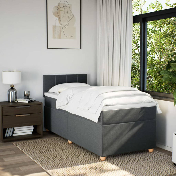 Pat box spring cu saltea, gri închis, 100x200 cm, textil - WALTI WALTI