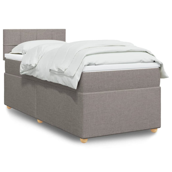 Pat box spring cu saltea, gri taupe, 100x200 cm, textil WALTI