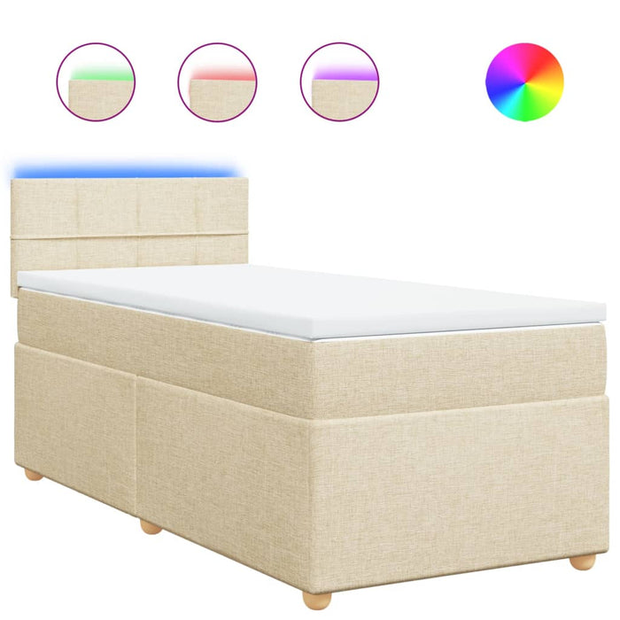 Pat box spring cu saltea, crem, 100x200 cm, textil - WALTI WALTI