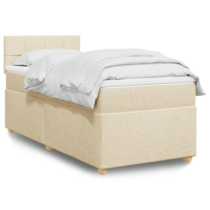 Pat box spring cu saltea, crem, 100x200 cm, textil - WALTI WALTI