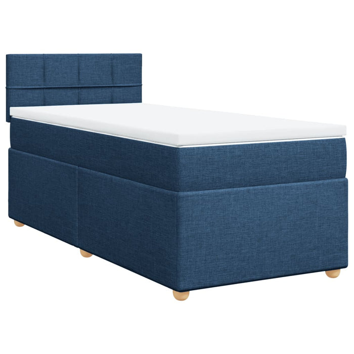 Pat box spring cu saltea, albastru, 100x200 cm, textil - WALTI WALTI