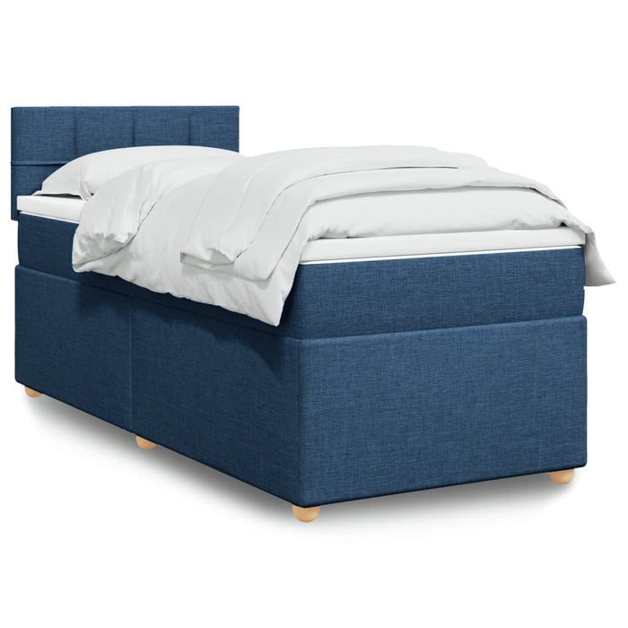 Pat box spring cu saltea, albastru, 100x200 cm, textil - WALTI WALTI