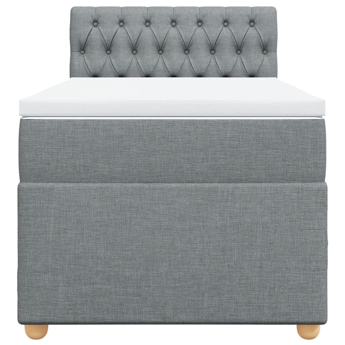 Pat box spring cu saltea, gri deschis, 100x200 cm, textil - WALTI WALTI