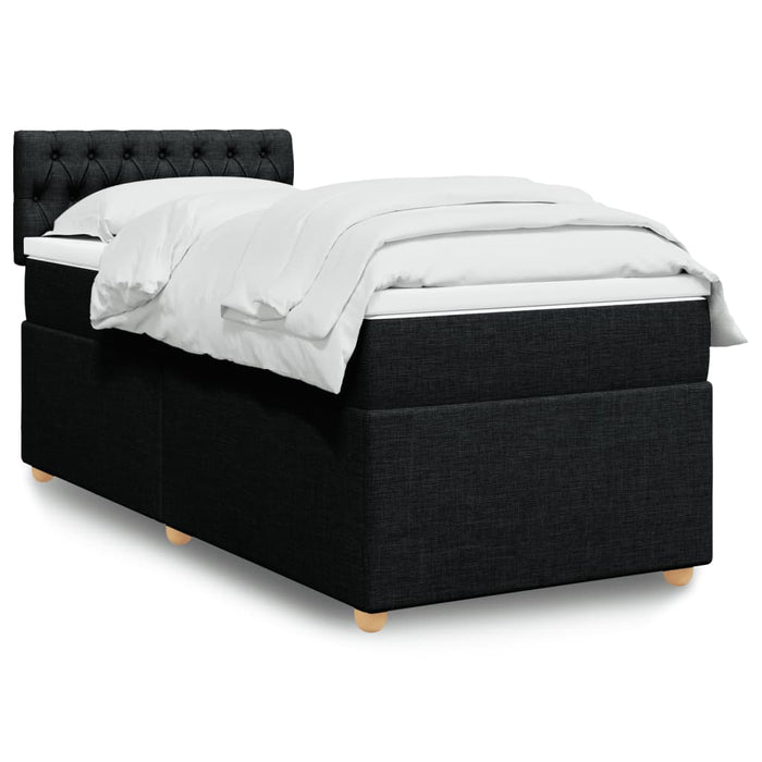 Pat box spring cu saltea, negru, 100x200 cm, textil - WALTI WALTI