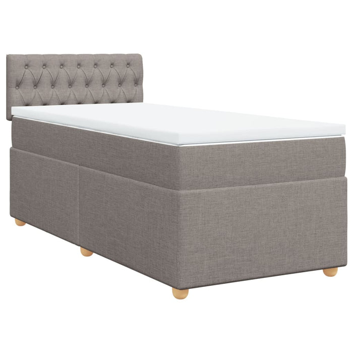 Pat box spring cu saltea, gri taupe, 100x200 cm, textil - WALTI WALTI