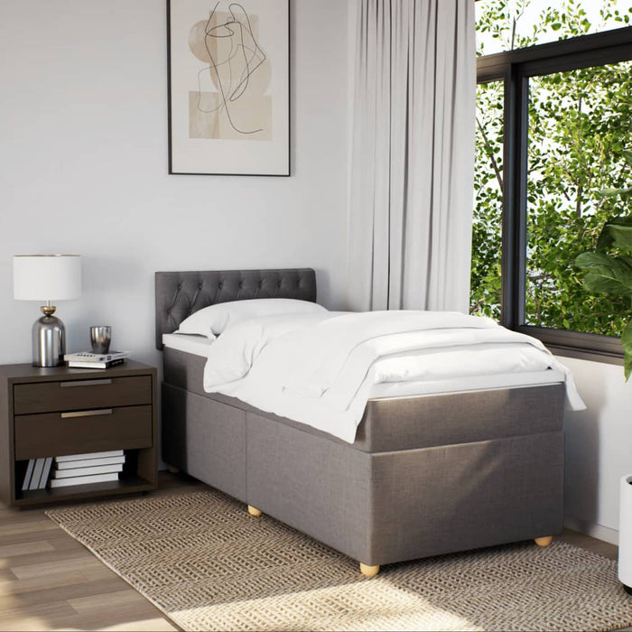 Pat box spring cu saltea, gri taupe, 100x200 cm, textil - WALTI WALTI