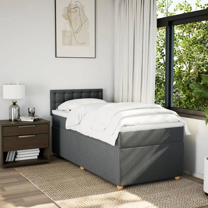 Pat box spring cu saltea, gri închis, 100x200 cm, textil - WALTI WALTI
