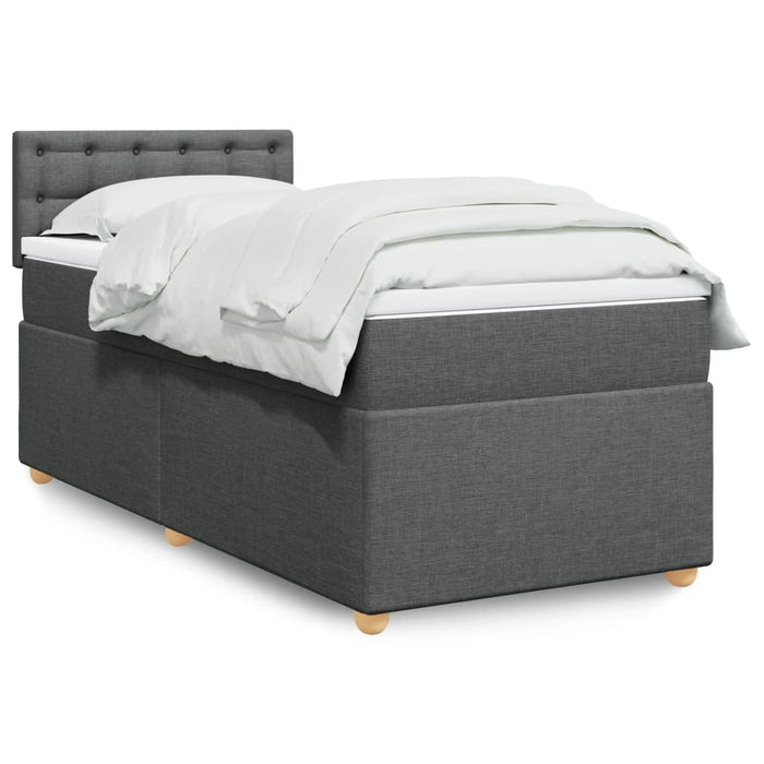 Pat box spring cu saltea, gri închis, 100x200 cm, textil - WALTI WALTI