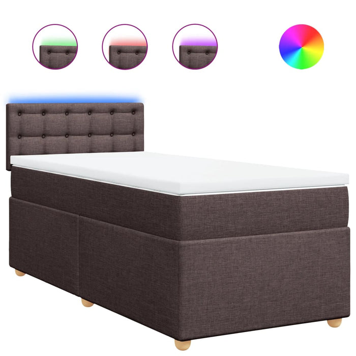 Pat box spring cu saltea, maro închis, 100x200 cm, textil WALTI