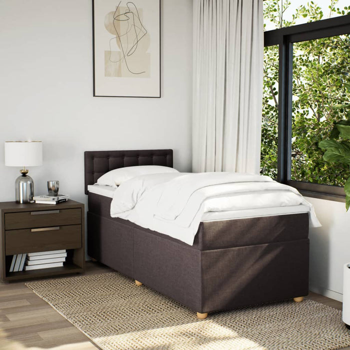 Pat box spring cu saltea, maro închis, 100x200 cm, textil WALTI