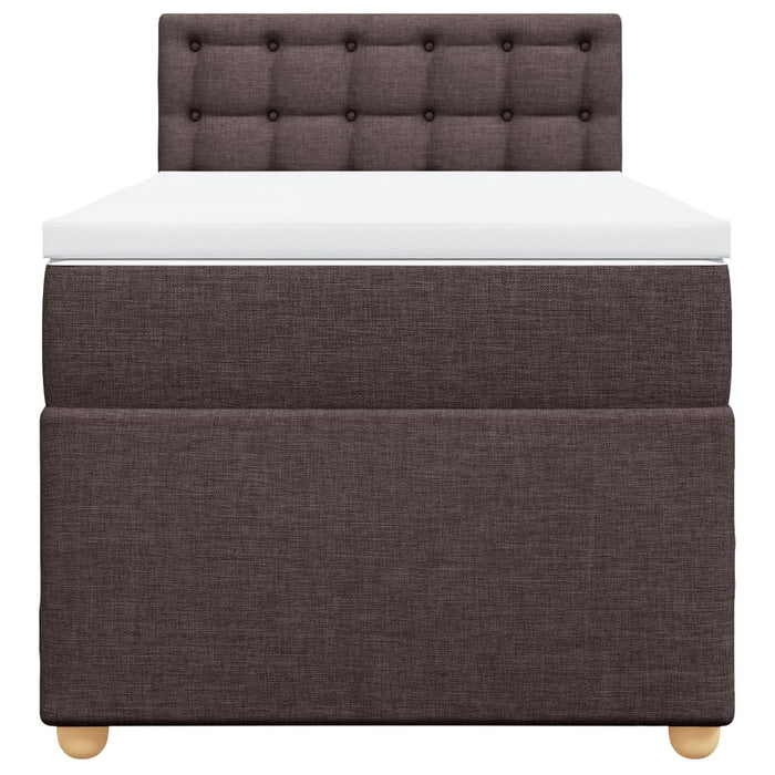 Pat box spring cu saltea, maro închis, 100x200 cm, textil WALTI