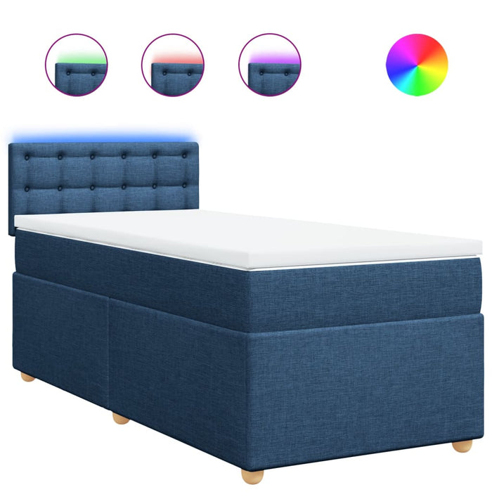 Pat box spring cu saltea, albastru, 100x200 cm, textil - WALTI WALTI
