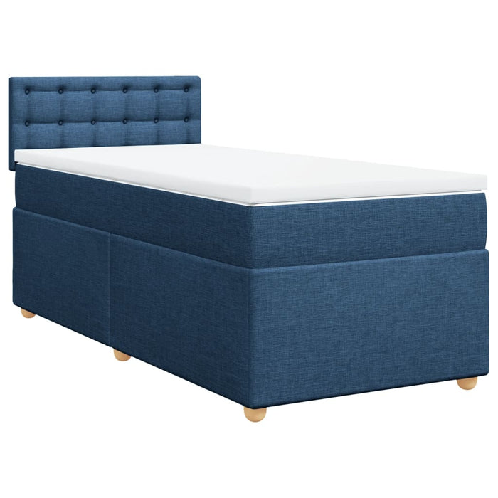 Pat box spring cu saltea, albastru, 100x200 cm, textil - WALTI WALTI
