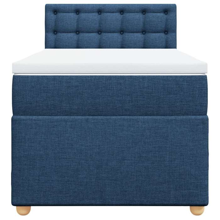 Pat box spring cu saltea, albastru, 100x200 cm, textil - WALTI WALTI