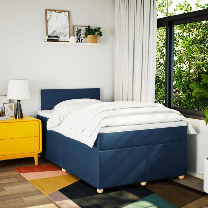 Pat box spring cu saltea, albastru, 120x190 cm, material textil - WALTI WALTI