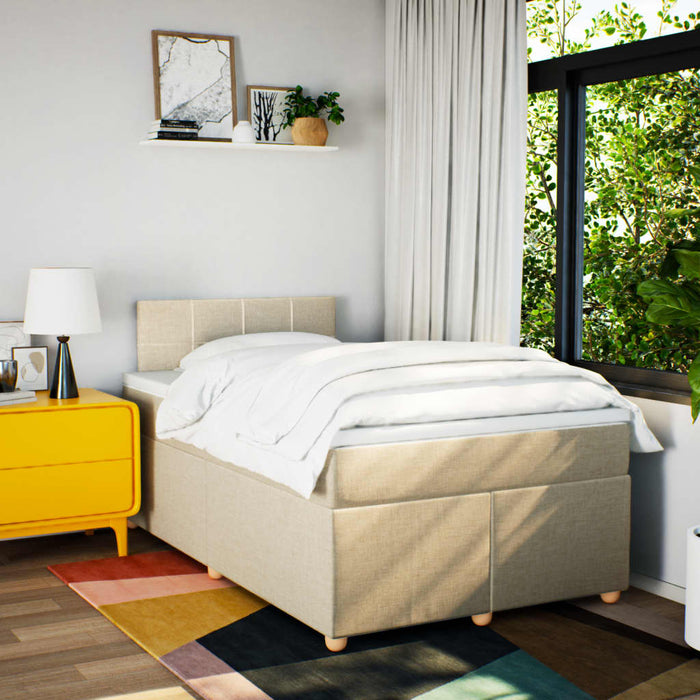 Pat continental cu saltea, crem, 120x190 cm, textil - WALTI WALTI