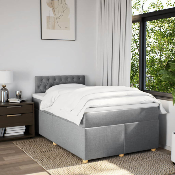 Pat box spring cu saltea, gri deschis, 120x190 cm, textil - WALTI WALTI