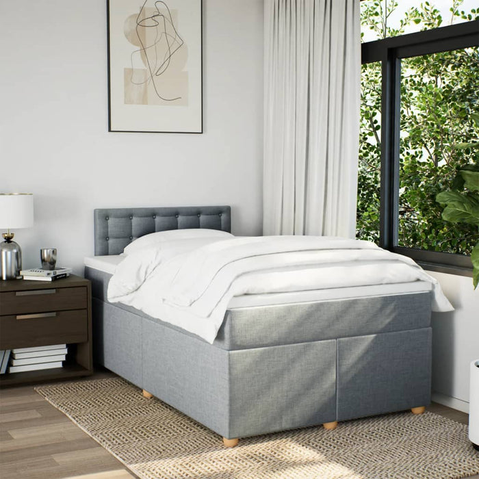 Pat box spring cu saltea, gri deschis, 120x190 cm, textil - WALTI WALTI