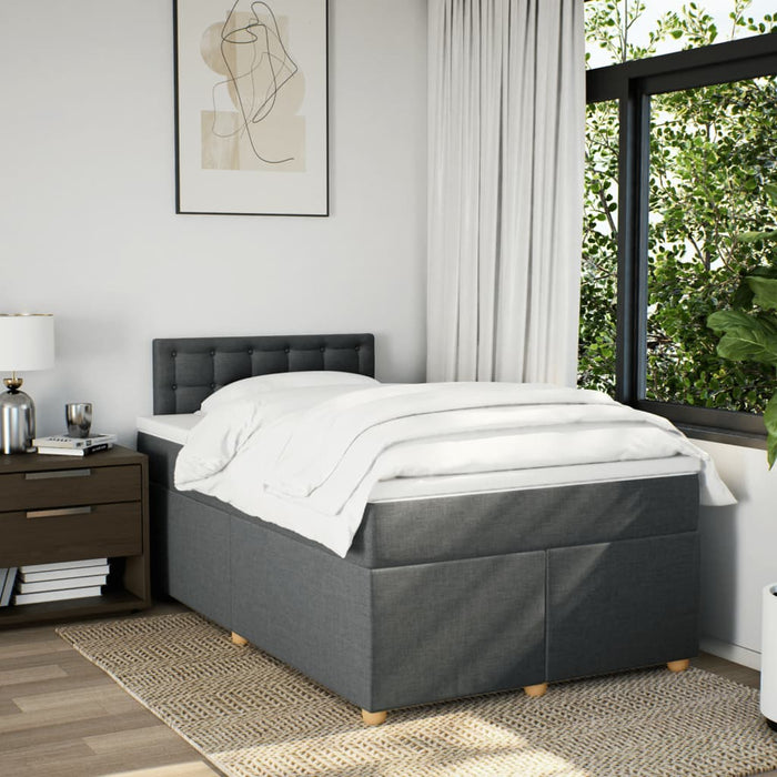 Pat box spring cu saltea, gri închis, 120x190 cm, textil - WALTI WALTI