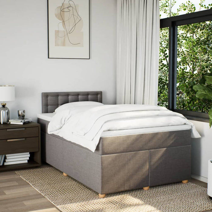 Pat box spring cu saltea, taupe, 120x190 cm material textil - WALTI WALTI