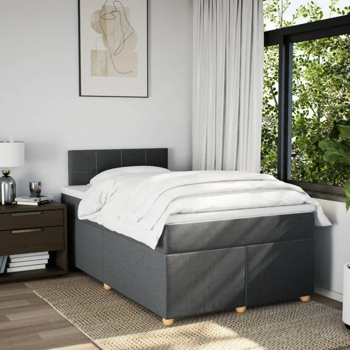 Pat box spring cu saltea, gri închis, 120x200 cm, textil - WALTI WALTI
