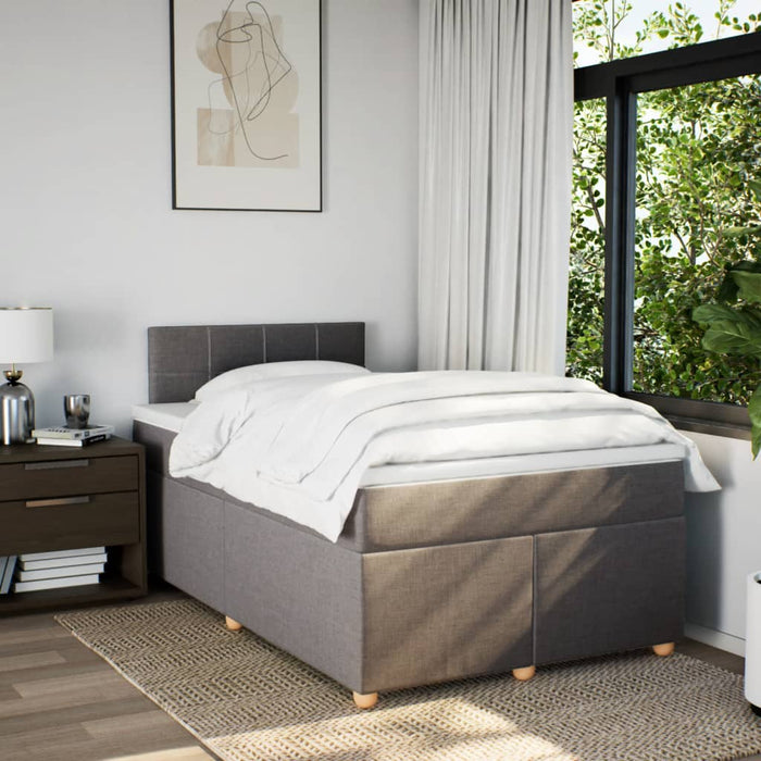 Pat box spring cu saltea, gri taupe, 120x200 cm, textil - WALTI WALTI