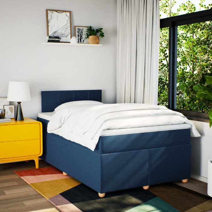 Pat box spring cu saltea, albastru, 120x200 cm, textil - WALTI WALTI