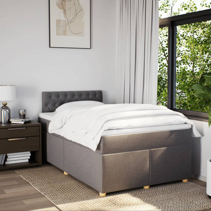 Pat box spring cu saltea, gri taupe, 120x200 cm, textil WALTI