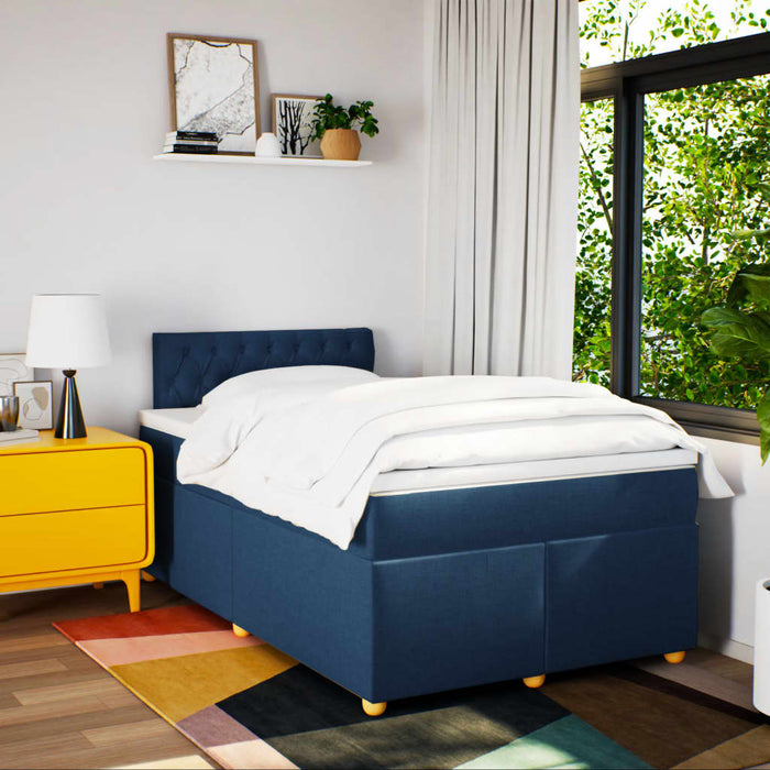 Pat box spring cu saltea, albastru, 120x200 cm, textil - WALTI WALTI