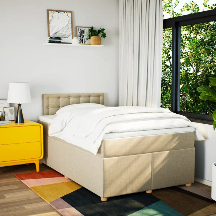 Pat box spring cu saltea, crem, 120x200 cm, textil - WALTI WALTI