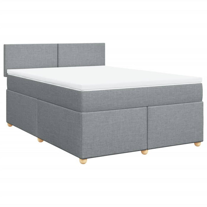 Pat box spring cu saltea, gri deschis, 140x190 cm, textil - WALTI WALTI