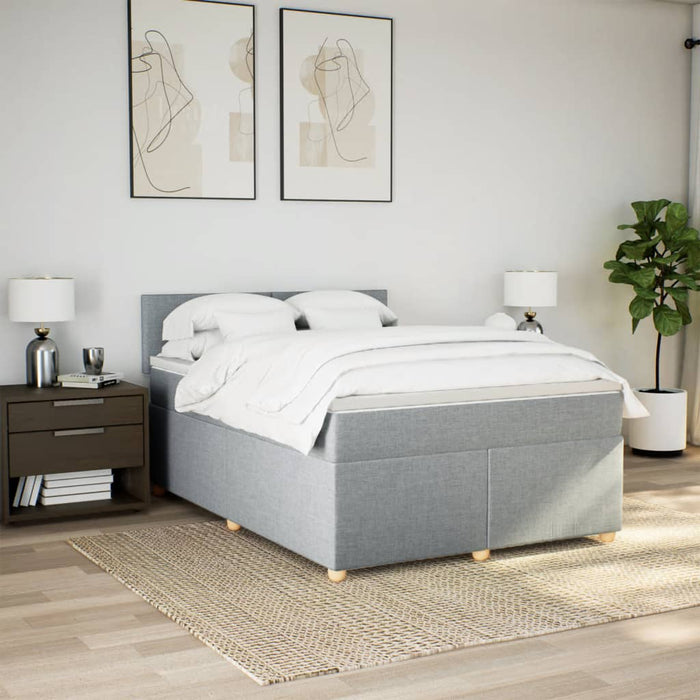 Pat box spring cu saltea, gri deschis, 140x190 cm, textil - WALTI WALTI