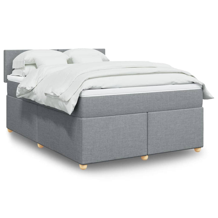 Pat box spring cu saltea, gri deschis, 140x190 cm, textil - WALTI WALTI