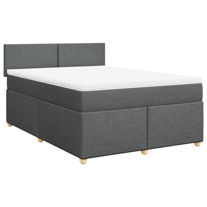 Pat box spring cu saltea, gri închis, 140x190 cm, textil - WALTI WALTI