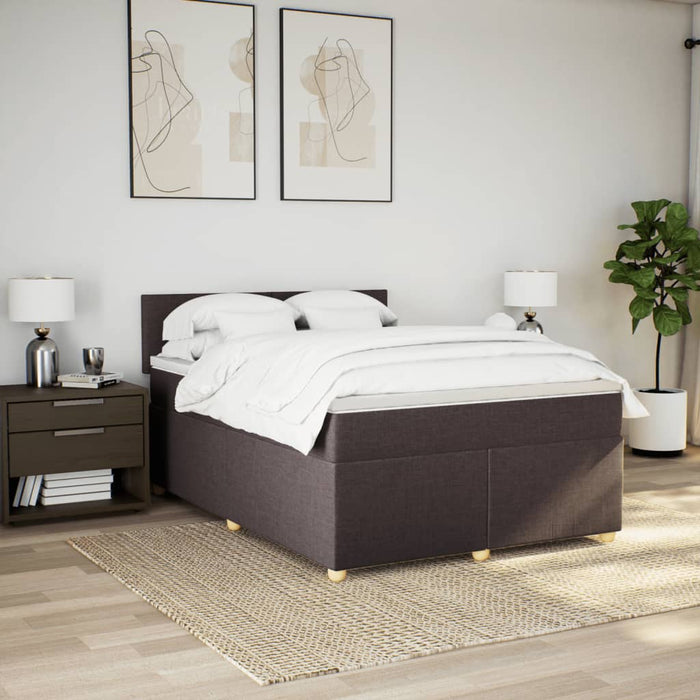 Pat box spring cu saltea, maro închis, 140x200 cm, textil - WALTI WALTI