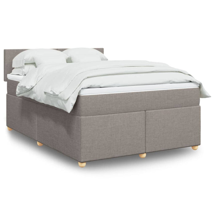 Pat box spring cu saltea, gri taupe, 140x200 cm, textil - WALTI WALTI