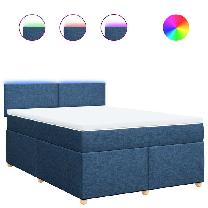 Pat box spring cu saltea, albastru, 140x200 cm, textil - WALTI WALTI