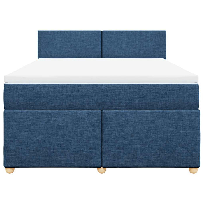 Pat box spring cu saltea, albastru, 140x200 cm, textil - WALTI WALTI