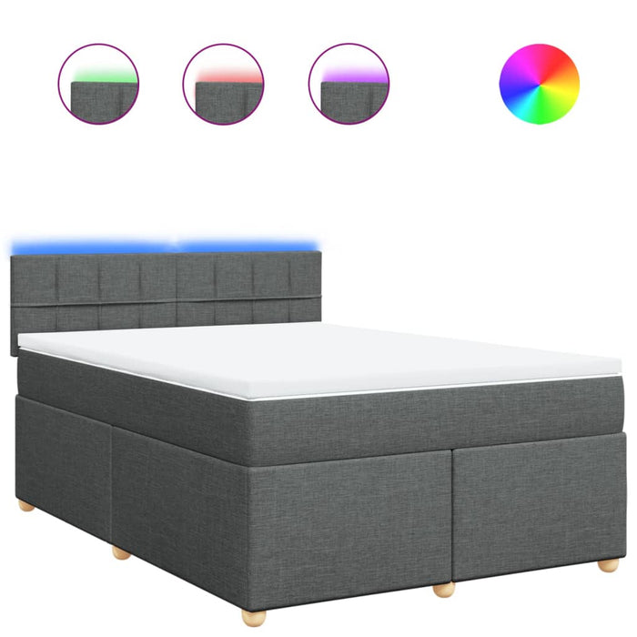 Pat box spring cu saltea, gri închis, 140x190 cm, textil - WALTI WALTI