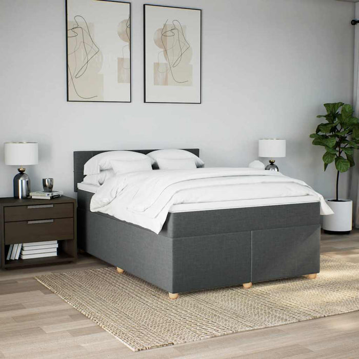 Pat box spring cu saltea, gri închis, 140x190 cm, textil - WALTI WALTI