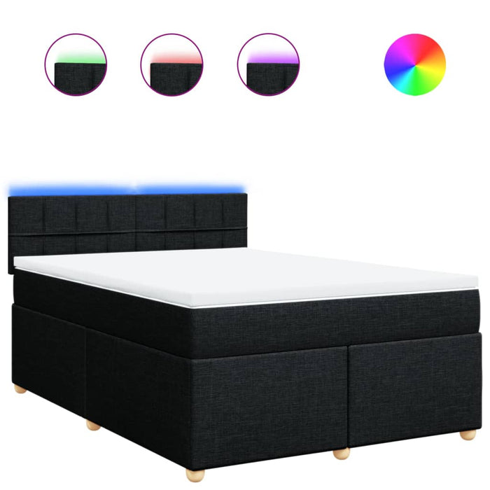 Pat box spring cu saltea, negru, 140x190 cm, textil - WALTI WALTI