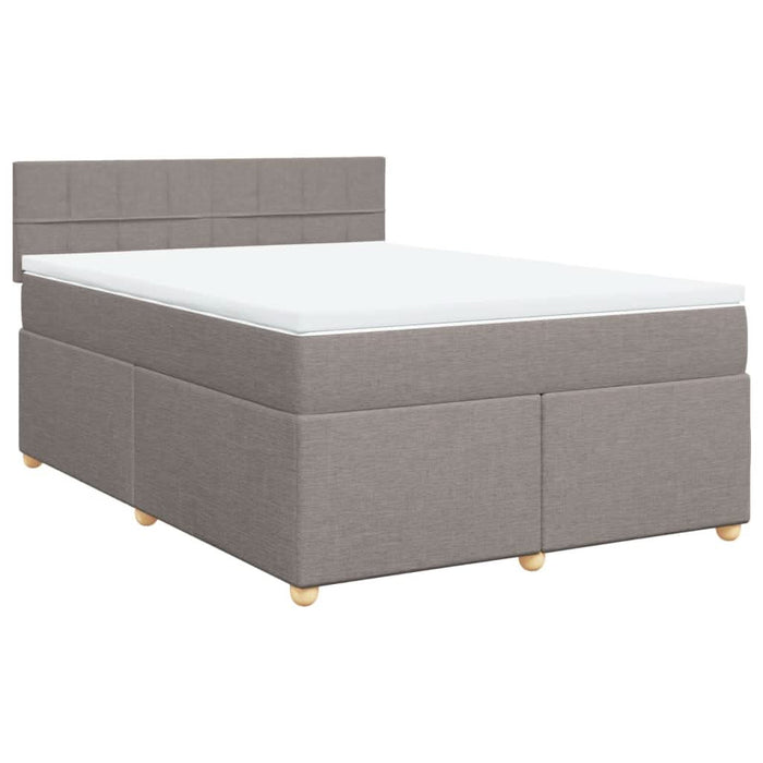 Pat box spring cu saltea, gri taupe, 140x200 cm, textil - WALTI WALTI