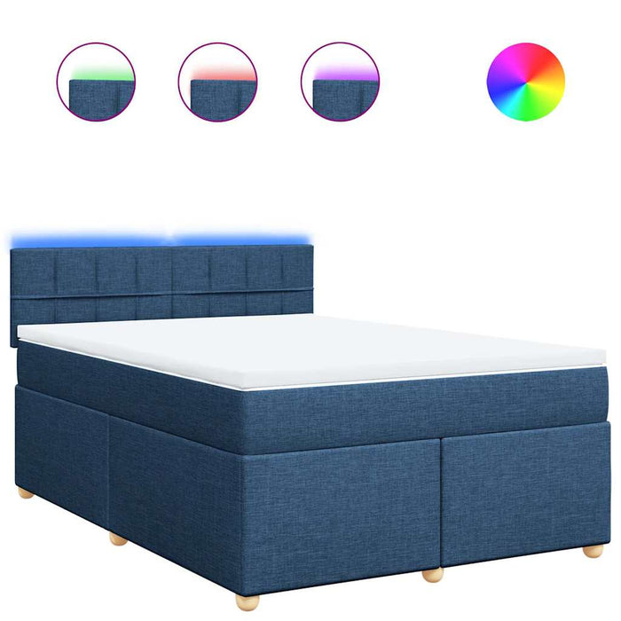 Pat box spring cu saltea, albastru, 140x200 cm, textil - WALTI WALTI