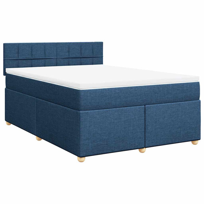 Pat box spring cu saltea, albastru, 140x200 cm, textil - WALTI WALTI