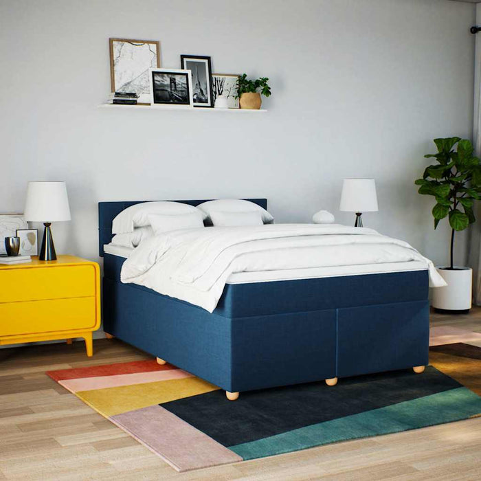 Pat box spring cu saltea, albastru, 140x200 cm, textil - WALTI WALTI